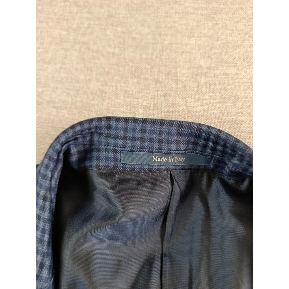 Ermenegildo Zegna Sport Coat Mens 52 Blue Gingham Wool Mila Italy